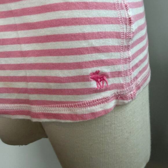 Y2k abercrombie and fitch pink and white striped babydoll top with lace trim - Picture 3 of 7